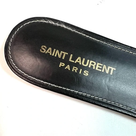 SAINT LAURENT Tribute Woven Leather Sandal Slides Black Size EU 38 - US 8 - Picture 4 of 15
